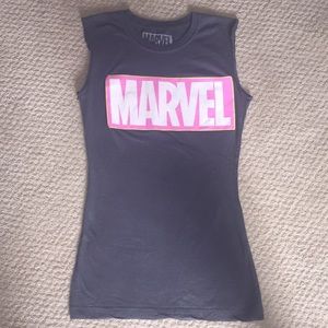Sleeves tank , marvels themed with figures on back